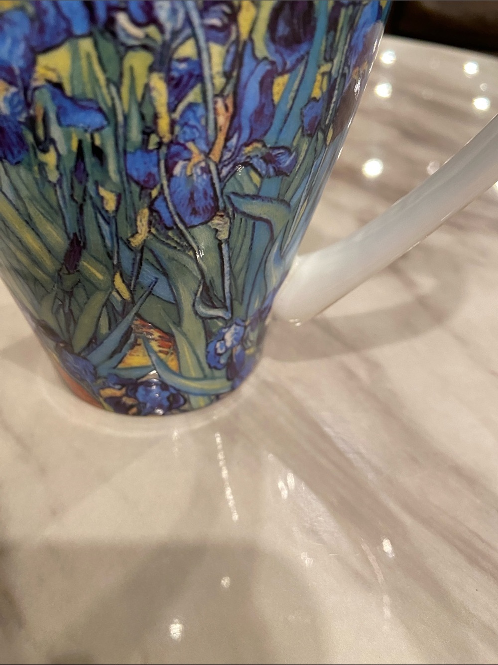 Iris Floral Porcelain Coffee Mug — Blue Design